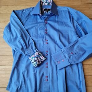 Bertigo Blue Casual Button down men's shirt